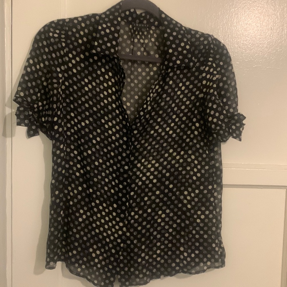Theory polka dot sheer top